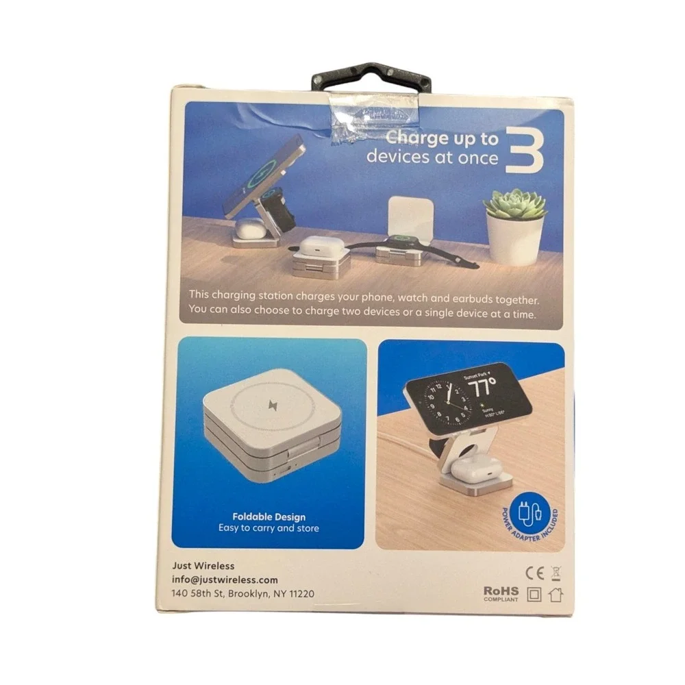 Bb.OB Just Wireless‎ 3-in-1 Magnetic Collapsible Wireless Charger - White